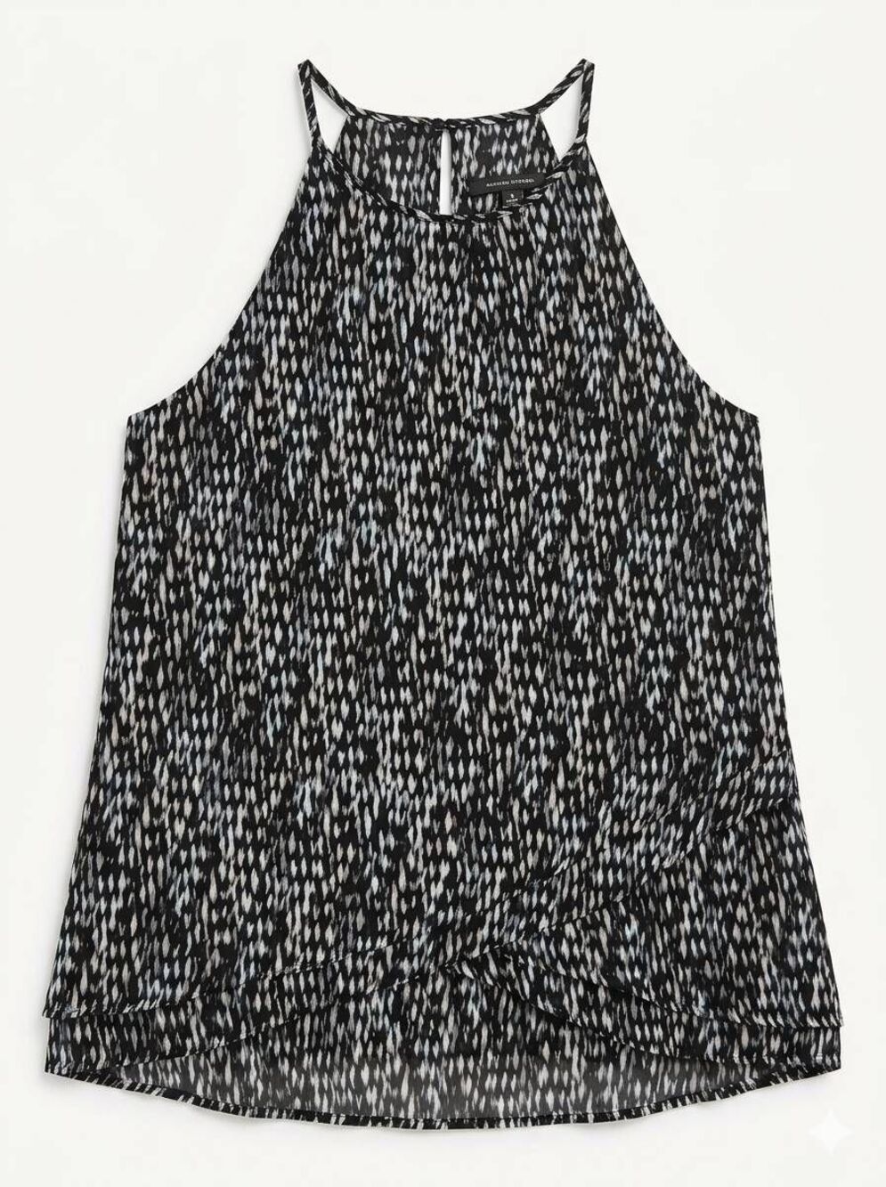 🔹️Banana Republic Black Tiered Ruffle Keyhole Neck Sleeveless Top Medium